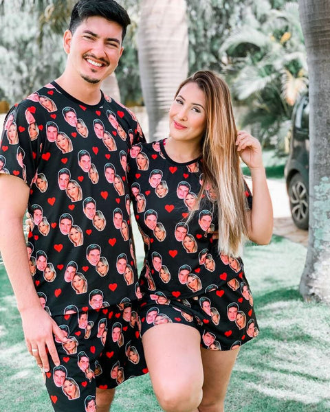 Pijama de Casal Personalizado com Foto