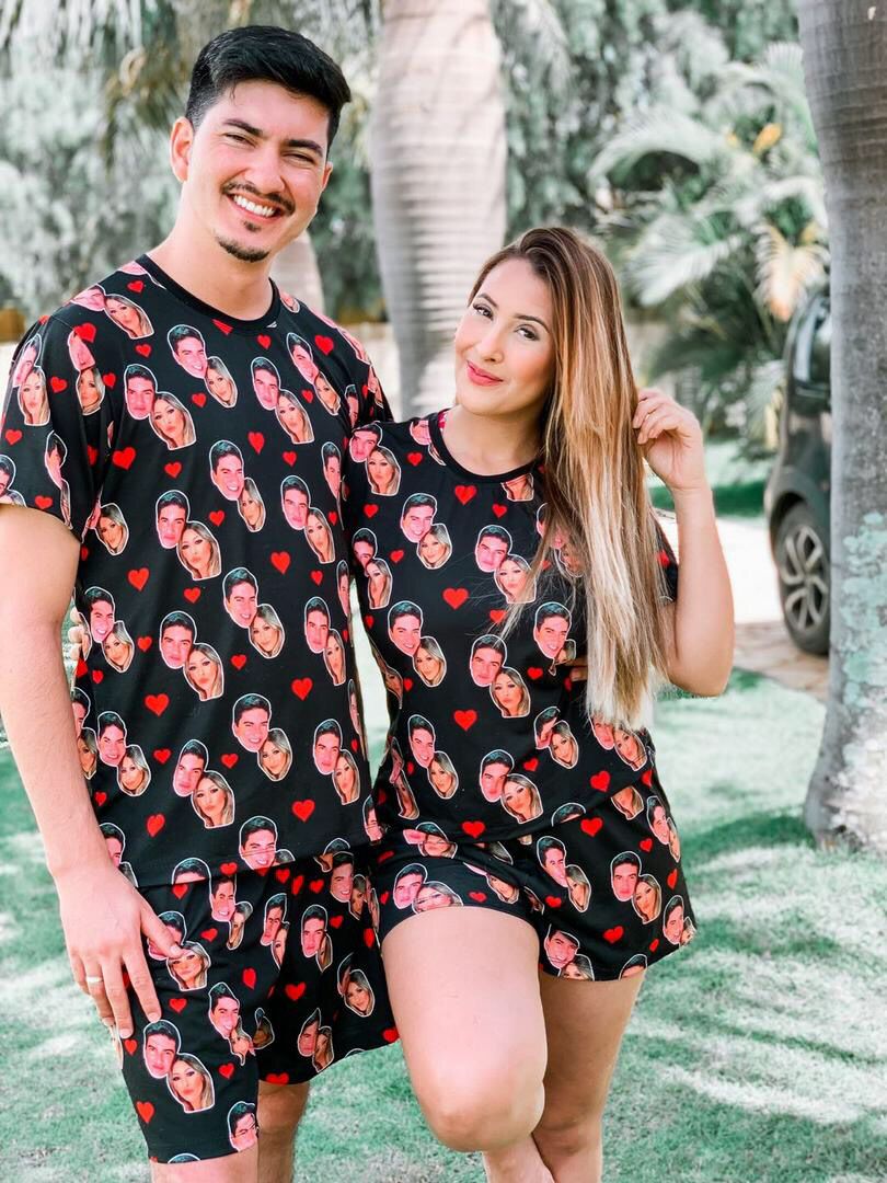 Pijama de Casal Personalizado com Foto